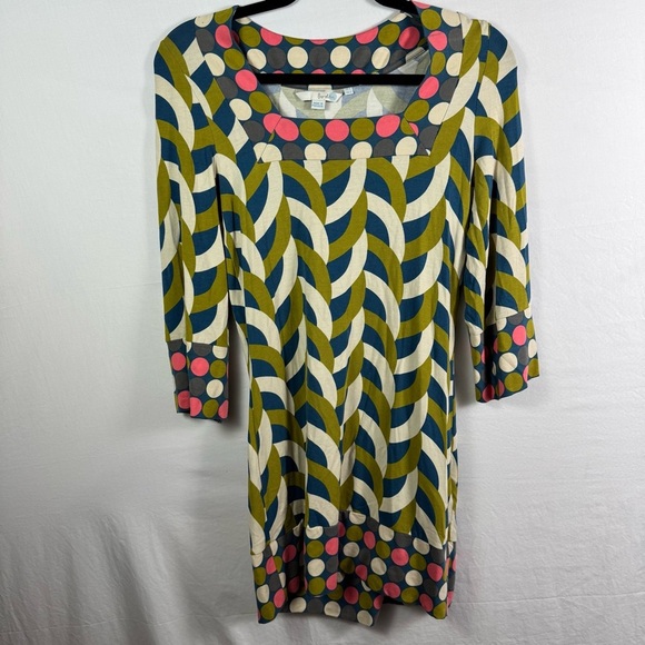 Boden Colorful Geometric Pattern Dress Womens Size 2 - Picture 1 of 5